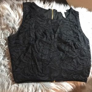 Black lace crop top